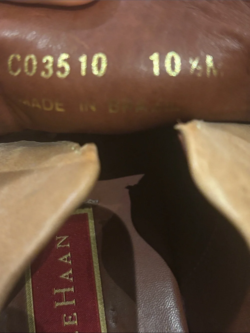 Colehaan leather upper Men's Tan Slip-On Leather Shoes 10 1/2 M made in Brazil